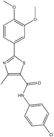 N-(4-chlorophenyl)-2-(3,4-dimethoxyphenyl)-4-methyl-1,3-thiazole-5-carboxamide 结构式