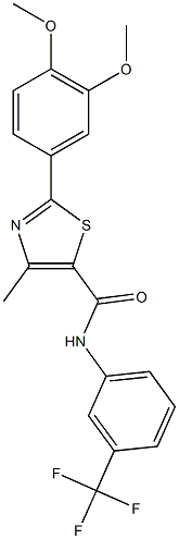 2-(3,4-dimethoxyphenyl)-4-methyl-N-[3-(trifluoromethyl)phenyl]-1,3-thiazole-5-carboxamide 结构式