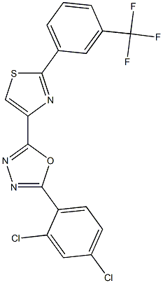 2-(2,4-dichlorophenyl)-5-{2-[3-(trifluoromethyl)phenyl]-1,3-thiazol-4-yl}-1,3,4-oxadiazole 结构式