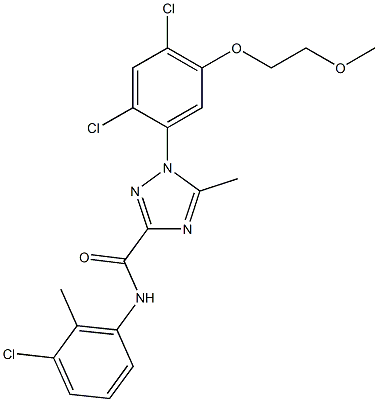 N-(3-chloro-2-methylphenyl)-1-[2,4-dichloro-5-(2-methoxyethoxy)phenyl]-5-methyl-1H-1,2,4-triazole-3-carboxamide 结构式