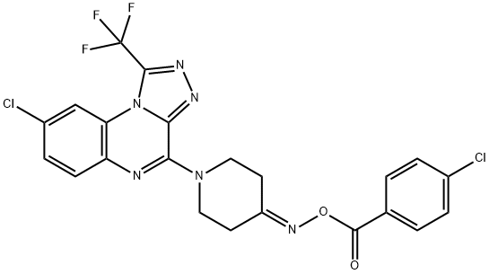 {1-[8-chloro-1-(trifluoromethyl)-[1,2,4]triazolo[4,3-a]quinoxalin-4-yl]piperidin-4-ylidene}amino 4-chlorobenzoate 结构式