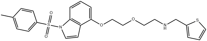 [2-(2-{[1-(4-methylbenzenesulfonyl)-1H-indol-4-yl]oxy}ethoxy)ethyl][(thiophen-2-yl)methyl]amine 结构式