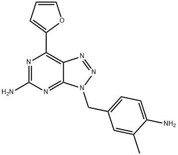 3-(4-氨基-3-甲基苄基)-7-(呋喃-2-基)-3H-[1,2,3]三唑并[4,5-D]嘧啶-5-胺 结构式