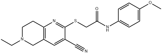 2-[(3-cyano-6-ethyl-5,6,7,8-tetrahydro[1,6]naphthyridin-2-yl)sulfanyl]-N-(4-methoxyphenyl)acetamide 结构式