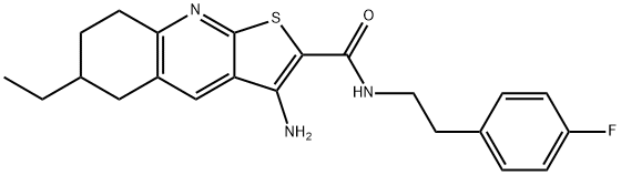 3-amino-6-ethyl-N-[2-(4-fluorophenyl)ethyl]-5,6,7,8-tetrahydrothieno[2,3-b]quinoline-2-carboxamide 结构式
