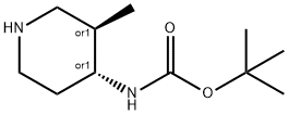Carbamic acid, [(3R,4R)-3-methyl-4-piperidinyl]-, 1,1-dimethylethyl ester, rel- 结构式