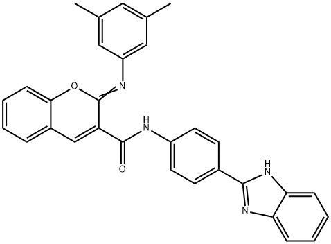 (2Z)-N-[4-(1H-1,3-benzodiazol-2-yl)phenyl]-2-[(3,5-dimethylphenyl)imino]-2H-chromene-3-carboxamide 结构式