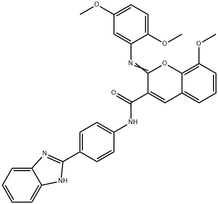 (2Z)-N-[4-(1H-1,3-benzodiazol-2-yl)phenyl]-2-[(2,5-dimethoxyphenyl)imino]-8-methoxy-2H-chromene-3-carboxamide 结构式