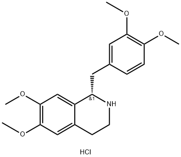 (1S)-1-[(3,4-dimethoxyphenyl)methyl]-6,7-dimethoxy-1,2,3,4-tetrahydroisoquinoline hydrochloride 结构式
