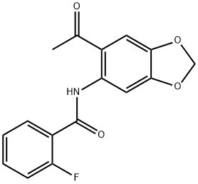 N-(6-acetyl-2H-1,3-benzodioxol-5-yl)-2-fluorobenzamide 结构式