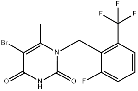5-溴-1-[2-氟-6-(三氟甲基)苄基]-6-甲基嘧啶-2,4(1H,3H)-二酮 结构式