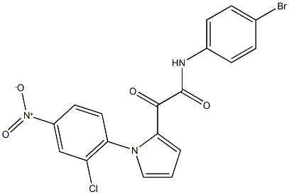 N-(4-bromophenyl)-2-[1-(2-chloro-4-nitrophenyl)-1H-pyrrol-2-yl]-2-oxoacetamide 结构式