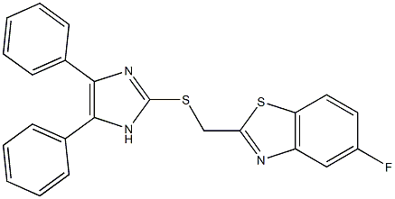 2-{[(4,5-diphenyl-1H-imidazol-2-yl)sulfanyl]methyl}-5-fluoro-1,3-benzothiazole 结构式