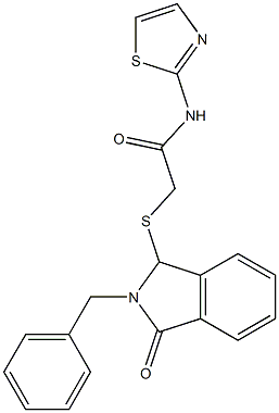 2-[(2-benzyl-3-oxo-2,3-dihydro-1H-isoindol-1-yl)sulfanyl]-N-(1,3-thiazol-2-yl)acetamide 结构式