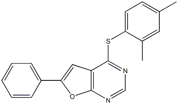 4-[(2,4-dimethylphenyl)sulfanyl]-6-phenylfuro[2,3-d]pyrimidine 结构式