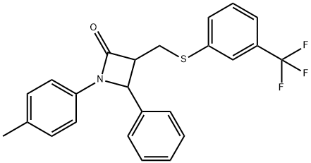 1-(4-methylphenyl)-4-phenyl-3-({[3-(trifluoromethyl)phenyl]sulfanyl}methyl)azetidin-2-one 结构式