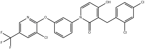 1-(3-{[3-chloro-5-(trifluoromethyl)pyridin-2-yl]oxy}phenyl)-3-[(2,4-dichlorophenyl)methyl]-4-hydroxy-1,2-dihydropyridin-2-one 结构式