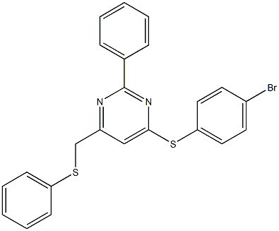 4-bromophenyl 2-phenyl-6-[(phenylsulfanyl)methyl]-4-pyrimidinyl sulfide 结构式