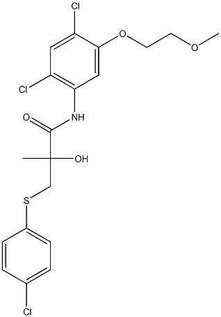 3-[(4-chlorophenyl)sulfanyl]-N-[2,4-dichloro-5-(2-methoxyethoxy)phenyl]-2-hydroxy-2-methylpropanamide 结构式