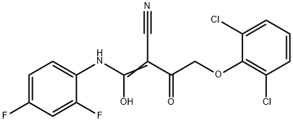 (2Z)-4-(2,6-dichlorophenoxy)-2-{[(2,4-difluorophenyl)amino](hydroxy)methylidene}-3-oxobutanenitrile 结构式