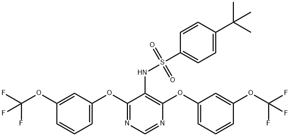 N-(4,6-双(3-(三氟甲氧基)苯氧基)嘧啶-5-基)-4-(叔丁基)苯磺酰胺 结构式