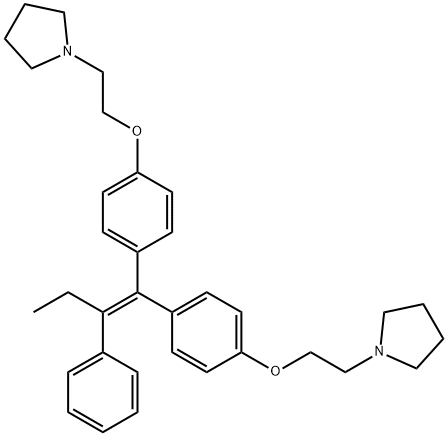 1,1′-[(2-Phenyl-1-buten-1-ylidene)bis(4,1-phenyleneoxy-2,1-ethanediyl)]bis-pyrrolidine 结构式