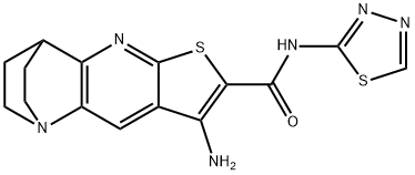 5-amino-N-(1,3,4-thiadiazol-2-yl)-7-thia-1,9-diazatetracyclo[9.2.2.0~2,10~.0~4,8~]pentadeca-2(10),3,5,8-tetraene-6-carboxamide 结构式