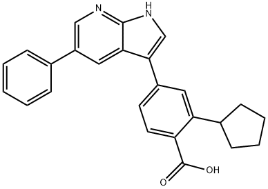2-环戊基-4-(5-苯基-1H-吡咯并[2,3-B]吡啶-3-基)苯甲酸 结构式