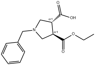 反式-1-苄基-3-甲酸-4-羧酸乙酯吡咯烷 结构式