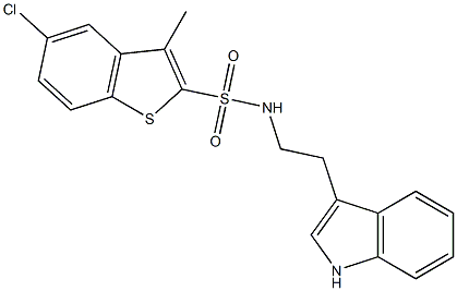 5-chloro-N-[2-(1H-indol-3-yl)ethyl]-3-methyl-1-benzothiophene-2-sulfonamide 结构式