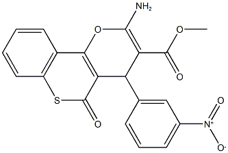 methyl 2-amino-4-(3-nitrophenyl)-5-oxo-4H,5H-thiochromeno[4,3-b]pyran-3-carboxylate 结构式