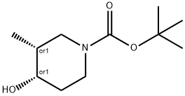 N-BOC-(3R,4S)-3-甲基-4-羟基哌啶 结构式