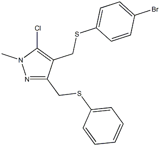 4-{[(4-bromophenyl)sulfanyl]methyl}-5-chloro-1-methyl-3-[(phenylsulfanyl)methyl]-1H-pyrazole 结构式