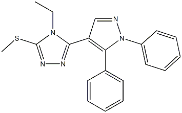 3-(1,5-diphenyl-1H-pyrazol-4-yl)-4-ethyl-5-(methylsulfanyl)-4H-1,2,4-triazole 结构式