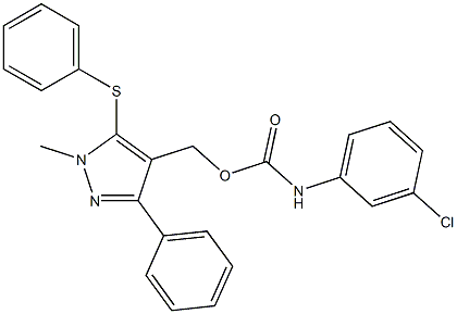 [1-methyl-3-phenyl-5-(phenylsulfanyl)-1H-pyrazol-4-yl]methyl N-(3-chlorophenyl)carbamate 结构式