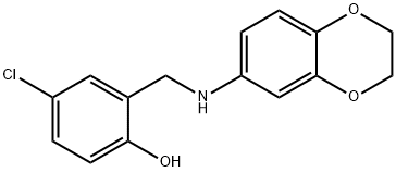 4-chloro-2-[(2,3-dihydro-1,4-benzodioxin-6-ylamino)methyl]phenol 结构式