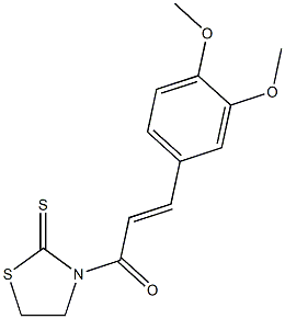 (2E)-3-(3,4-dimethoxyphenyl)-1-(2-sulfanylidene-1,3-thiazolidin-3-yl)prop-2-en-1-one 结构式