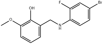 2-{[(4-bromo-2-fluorophenyl)amino]methyl}-6-methoxyphenol 结构式