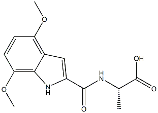 (2S)-2-[(4,7-dimethoxy-1H-indol-2-yl)formamido]propanoic acid 结构式