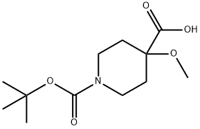 1-[(叔-丁氧基)羰基]-4-甲氧基哌啶-4-羧酸 结构式