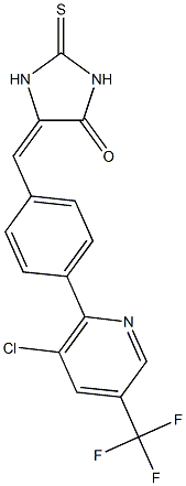 (5E)-5-({4-[3-chloro-5-(trifluoromethyl)pyridin-2-yl]phenyl}methylidene)-2-sulfanylideneimidazolidin-4-one 结构式