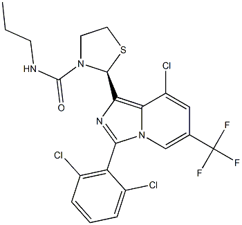 (2S)-2-[8-chloro-3-(2,6-dichlorophenyl)-6-(trifluoromethyl)imidazo[1,5-a]pyridin-1-yl]-N-propyl-1,3-thiazolidine-3-carboxamide 结构式