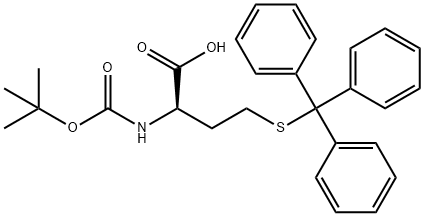 N-[叔丁氧羰基]-S-(三苯基甲基)-D-高半胱氨酸 结构式