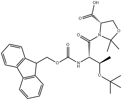 (4S)-3-[(2S,3R)-3-(叔丁氧基)-2-[[芴甲氧羰基]氨基]-1-氧代丁基]-2,2-二甲基-4-恶唑烷羧酸 结构式