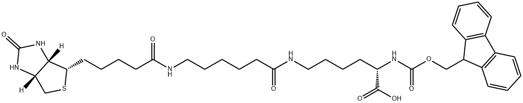 Fmoc-Lys(biotinyl-e-aminocaproyl)-OH 结构式