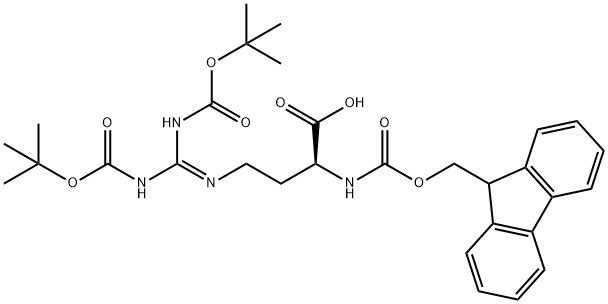 FMOC-L-NORARGININE(BOC)2-OH, (S)-N-ALPHA-(9-FLUORENYLMETHYLOXYCARBONYL)-N,N-BIS-T-BUTYLOXYCARBONYL-2 结构式