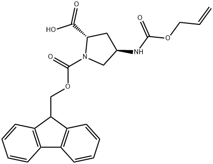 (2R,4R)-4-异丙氨基-1-FMOC-吡咯烷-2-羧酸 结构式