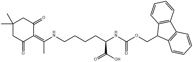 N-芴甲氧羰基-N'-[1-(4,4-二甲基-2,6-二氧代环己亚基)乙基]-D-赖氨酸 结构式