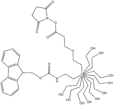 O-[2-(FMOC-氨基)-乙基]-O′-[3-(N-琥珀酰亚胺氧基)-3-氧代丙基]聚乙二醇 3000 结构式