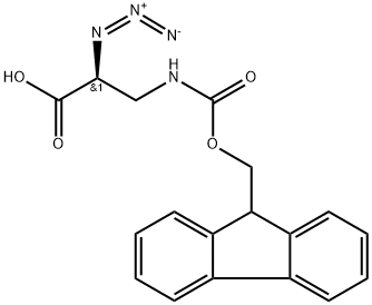 (S)-3-((((9H-芴-9-基)甲氧基)羰基)氨基)-2-叠氮丙酸 结构式